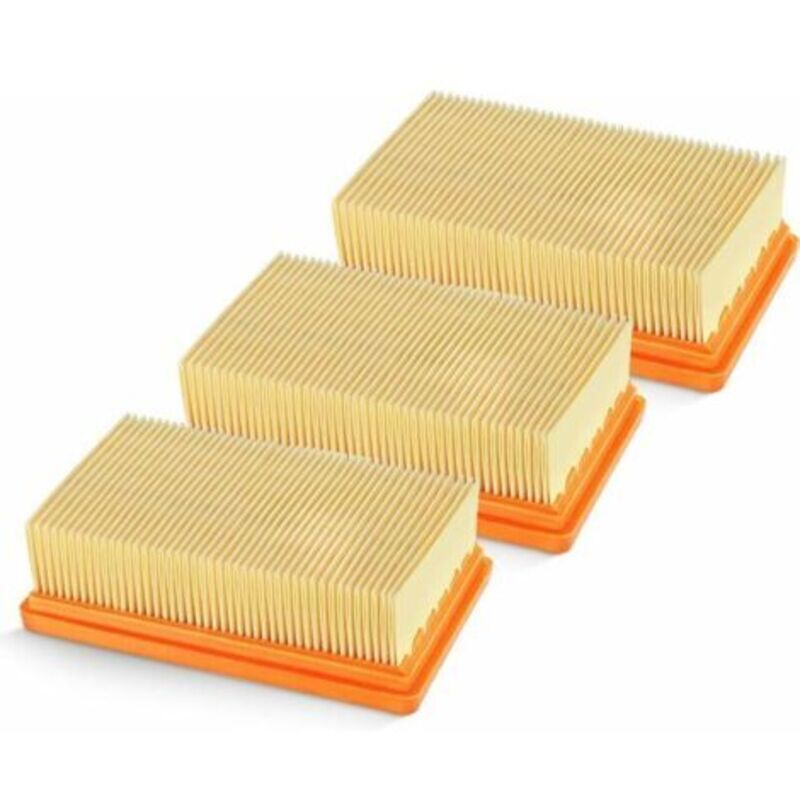 Packung Mit 3 Ersatz-flachplissierfiltern Für Kärcher Nass- Und Trockensauger Mv4, Mv5, Mv6, Wd4, Wd5, Wd6, Wd4p, Wd5p Und Wd6p (ersetzt Teilenummer 2.863-005.0)