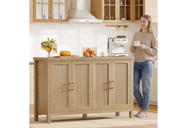 Buffet - Buffet Mit 4 Schränken - 140×38×83,6 Cm - Verstellbare Regale - Spanplatte