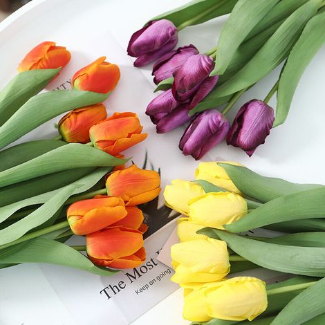 Künstliche Tulpenblüten-ornamente, Duftende Tulpenfotografie, Feuchtigkeitsspendende Blumen, Künstliche Heimdekoration (orange (x6))