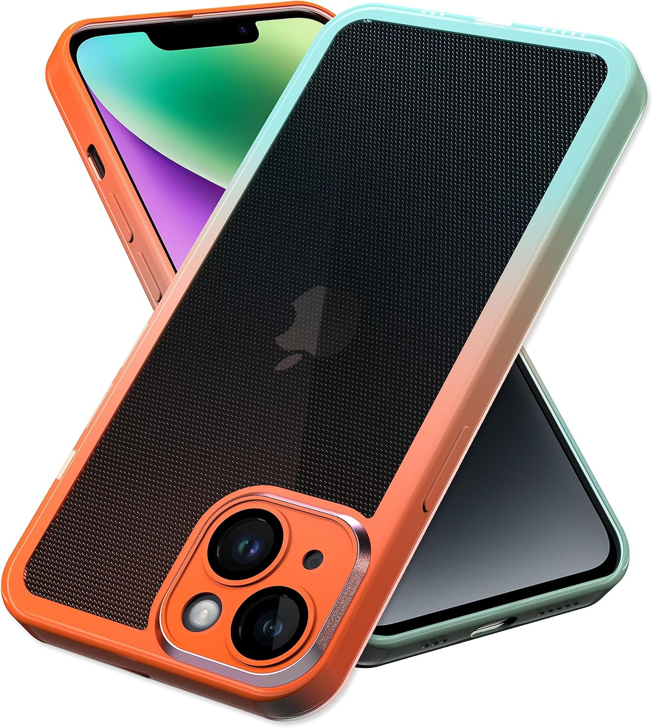 Iphone 14 Plus Schutzhülle, Panzerung, Farbverlauf Schwarz Und Orange
