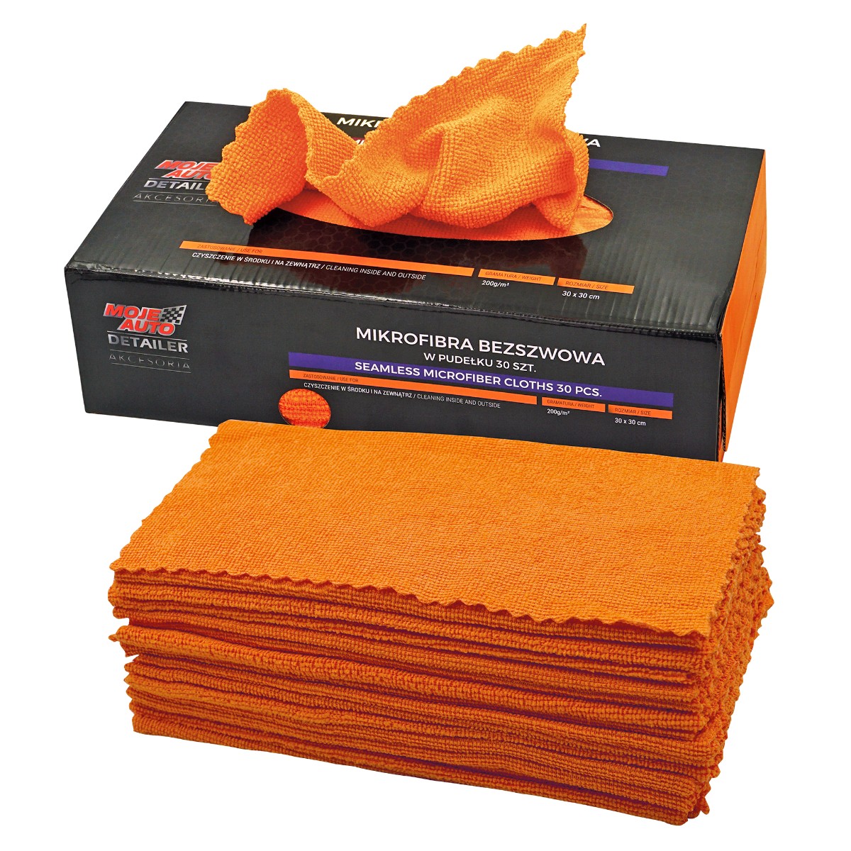 022305 My Car - Detailer Nahtloses Mikrofasertuch In Einer Box Mit 30 Stück, 200 G/m², 30 X 30 Cm