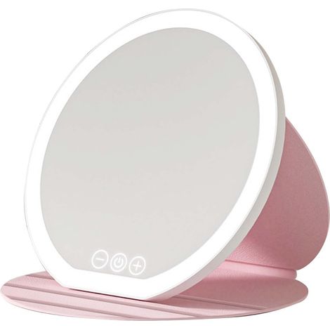 Reisespiegel Mit Licht, Wiederaufladbarer Led-spiegel Mit 3 Lichtfarben, Kompakter, Faltbarer Kosmetikspiegel, Super-hd-reisekosmetikspiegel, Einstellbare Helligkeit (pink)