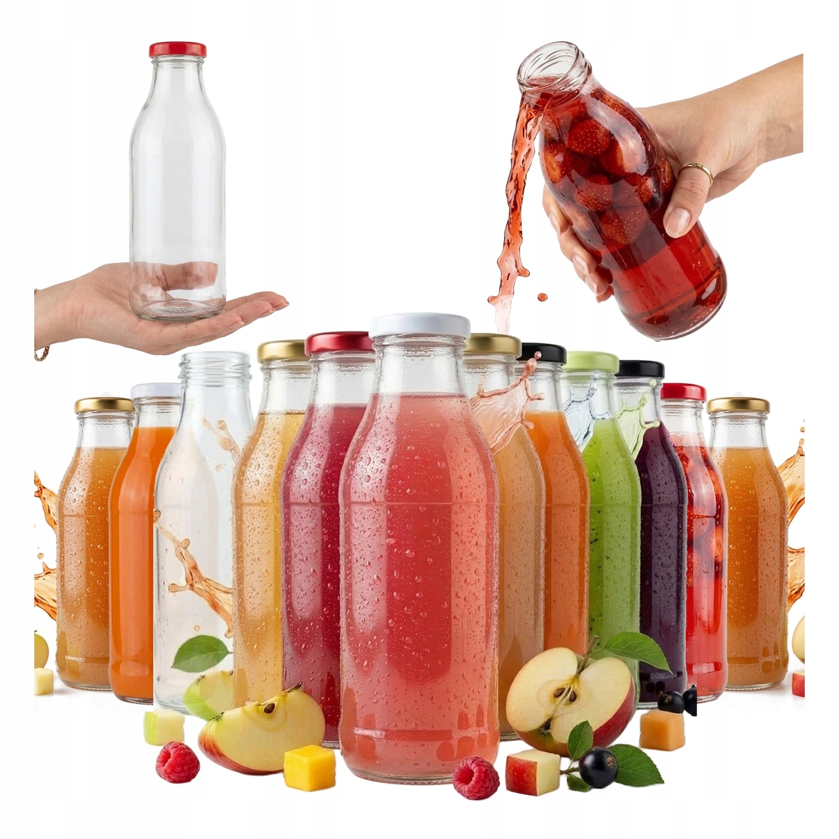 20 Flaschen Für Säfte, Honig, Tinkturen, Kubuś 500ml Glasflasche + Verschluss 0,5l