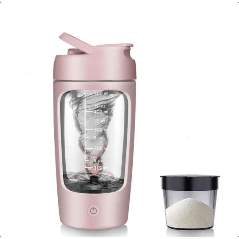 650 Ml Wiederaufladbarer Elektrischer Shaker, Usb-c-proteinflasche, Bpa-frei, Geringes Volumen, Rosa