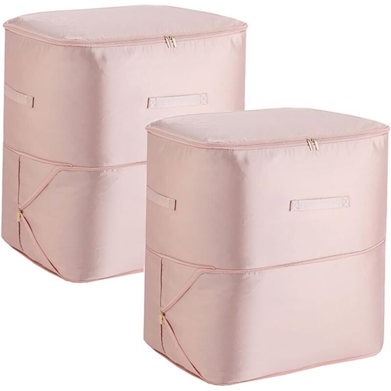 2er-pack Selbstkomprimierende, Platzsparende Aufbewahrungsbeutel, Reise- Und Tragbare Bettdecken-/deckentaschen, Rosa, Größe L (52 X 42 X 30 Cm), 2 Stück