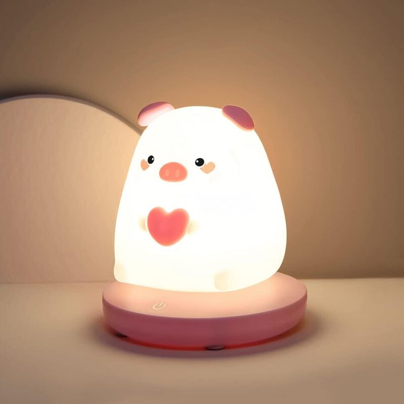 Niedliches Rosa Schweinchen-led-nachtlicht, Wiederaufladbare Nachttischlampe In 3 Farben Für Schlafzimmer, Nachttisch, Kinderzimmer Und Als Weihnachtsgeschenk