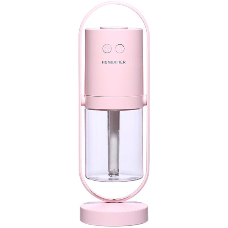 Mini-luftbefeuchter Mit 360°-drehfunktion, Ultraschall-nebelbefeuchter, Usb-luftbefeuchter Für Kleine Räume – Negative Ionen, Rosa (7 X 6,6 X 21,3 Cm)