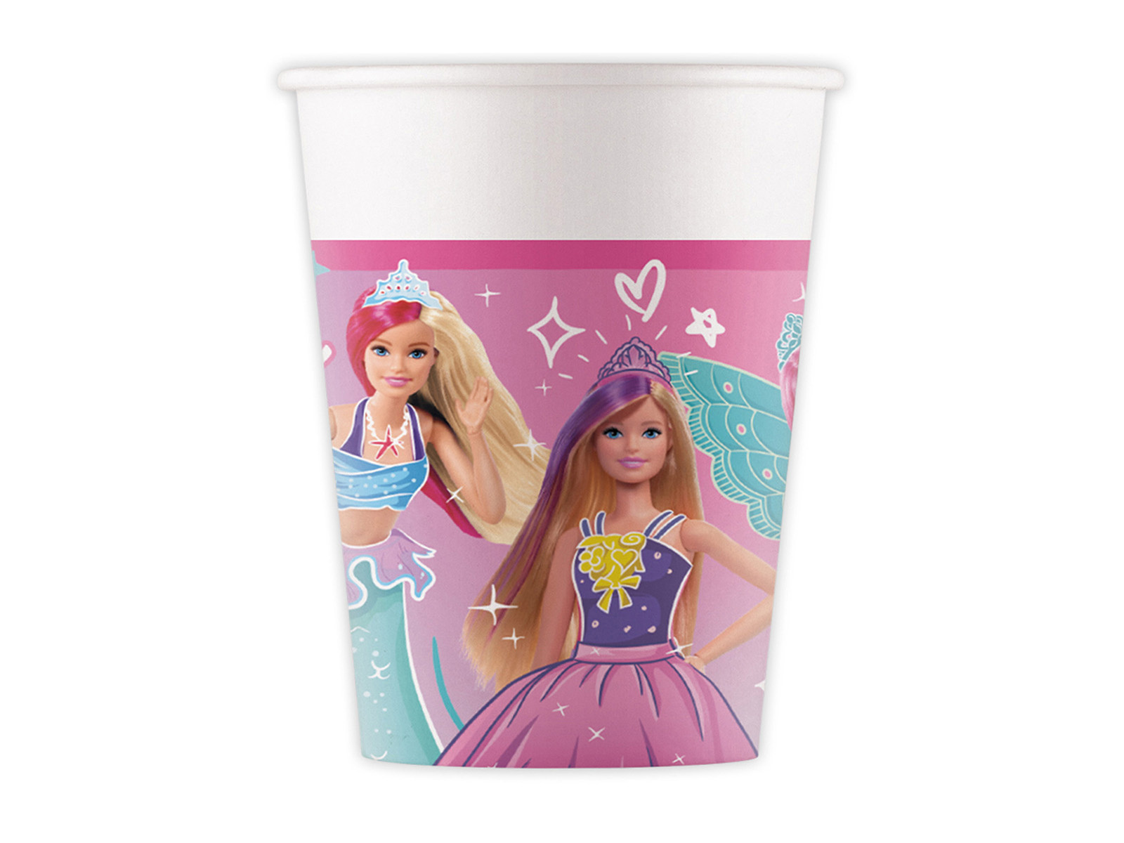 Barbie-pappbecher, 8 Stück.