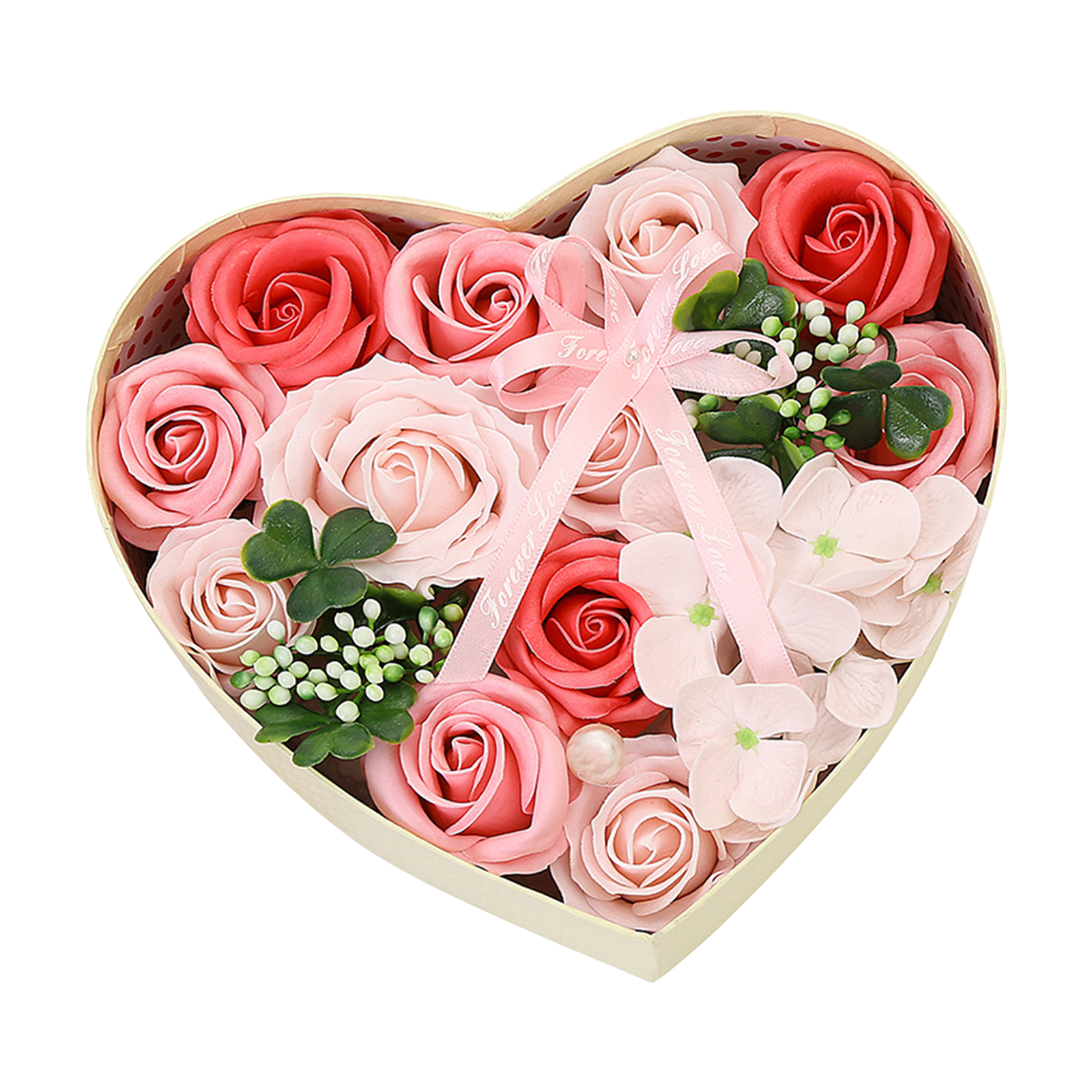 Duftende Seifenrose In Einer Herzförmigen Schachtel Mit Karte, Künstliche Dauerrose (20 Cm)
