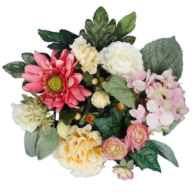 Romantischer Kranz Mit Rosen, Hortensien Und Gerbera, Durchmesser 25 Cm