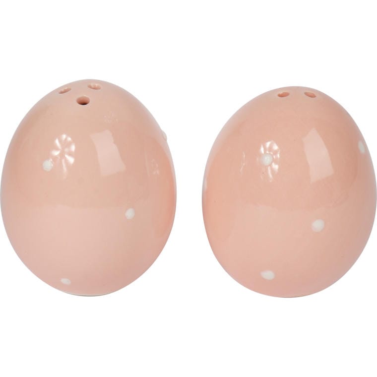 Weihnachtsset Mit Eiförmigen Salz- Und Pfefferstreuern – Rosa Keramik