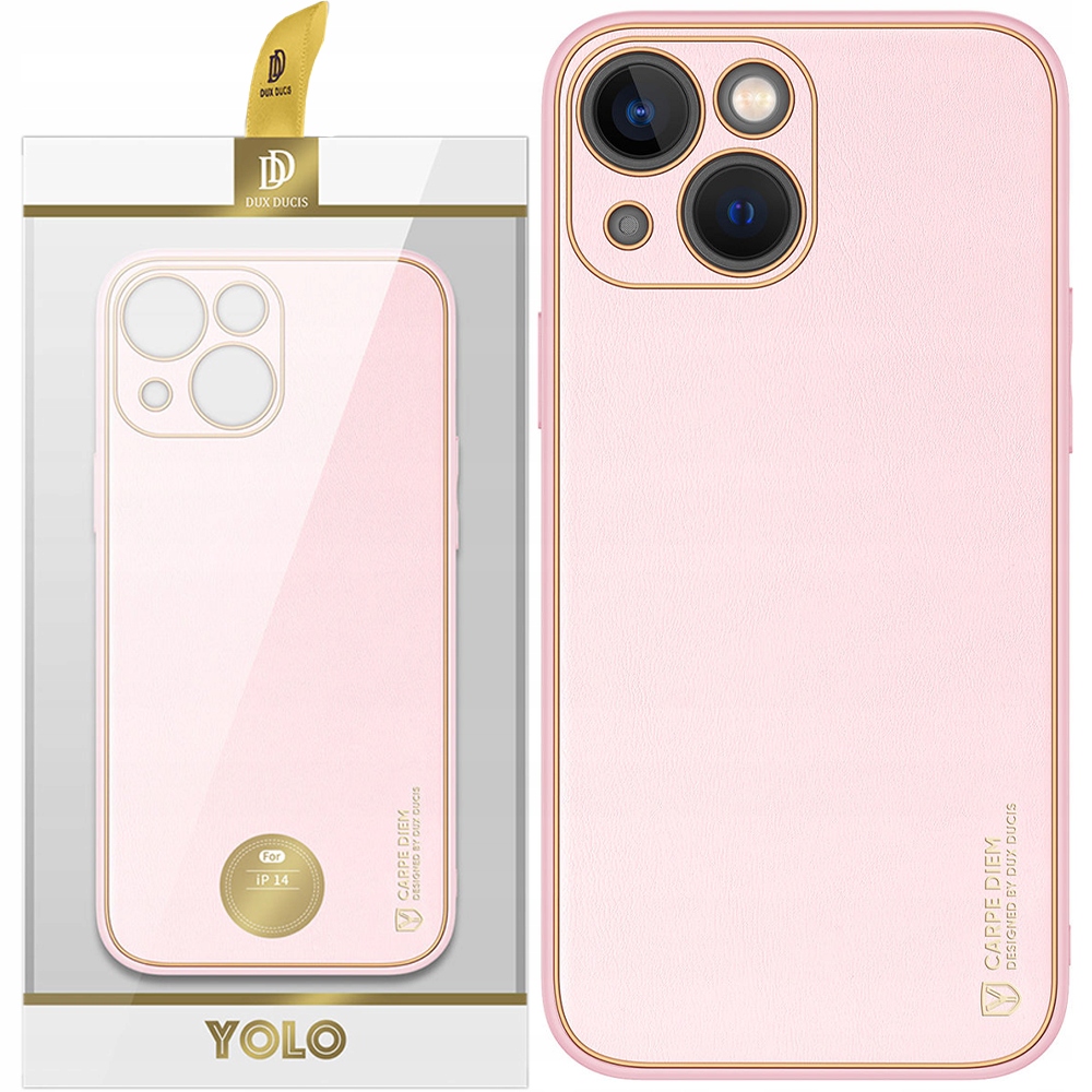 Dux Ducis Yolo Iphone 14 Plus Hülle, Elegante Rosa Kunstlederhülle