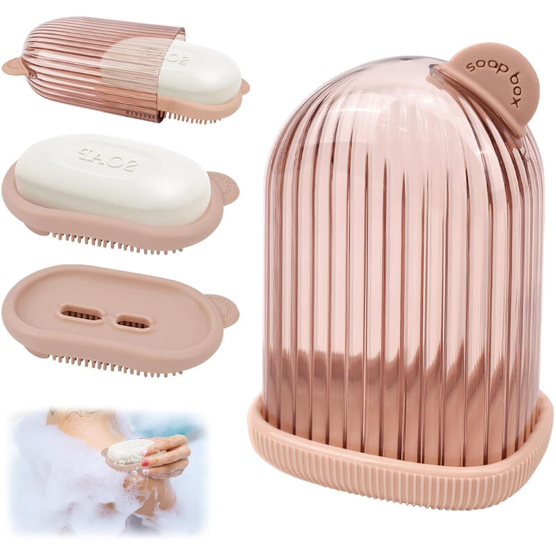 Reiseseifenbox, Durchsichtige Kunststoff-seifenbox Mit Tropfschale, Seifenbox Für Festes Shampoo, Reiseseifenhalter (rosa)