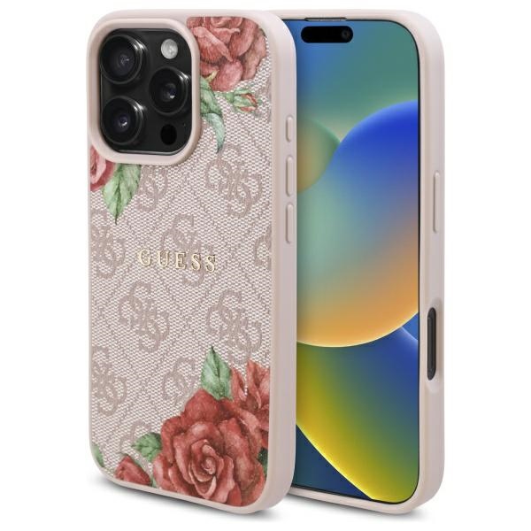 Guess Guhmp16xp4ropemcp Iphone 16 Pro Max 6,9" Pink/pink Hardcase 4g Blumenmuster Magsafe
