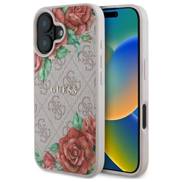 Guess Guhmp16sp4ropemcp Iphone 16 6,1" Pink/pink Hardcase 4g Blumenmuster Magsafe