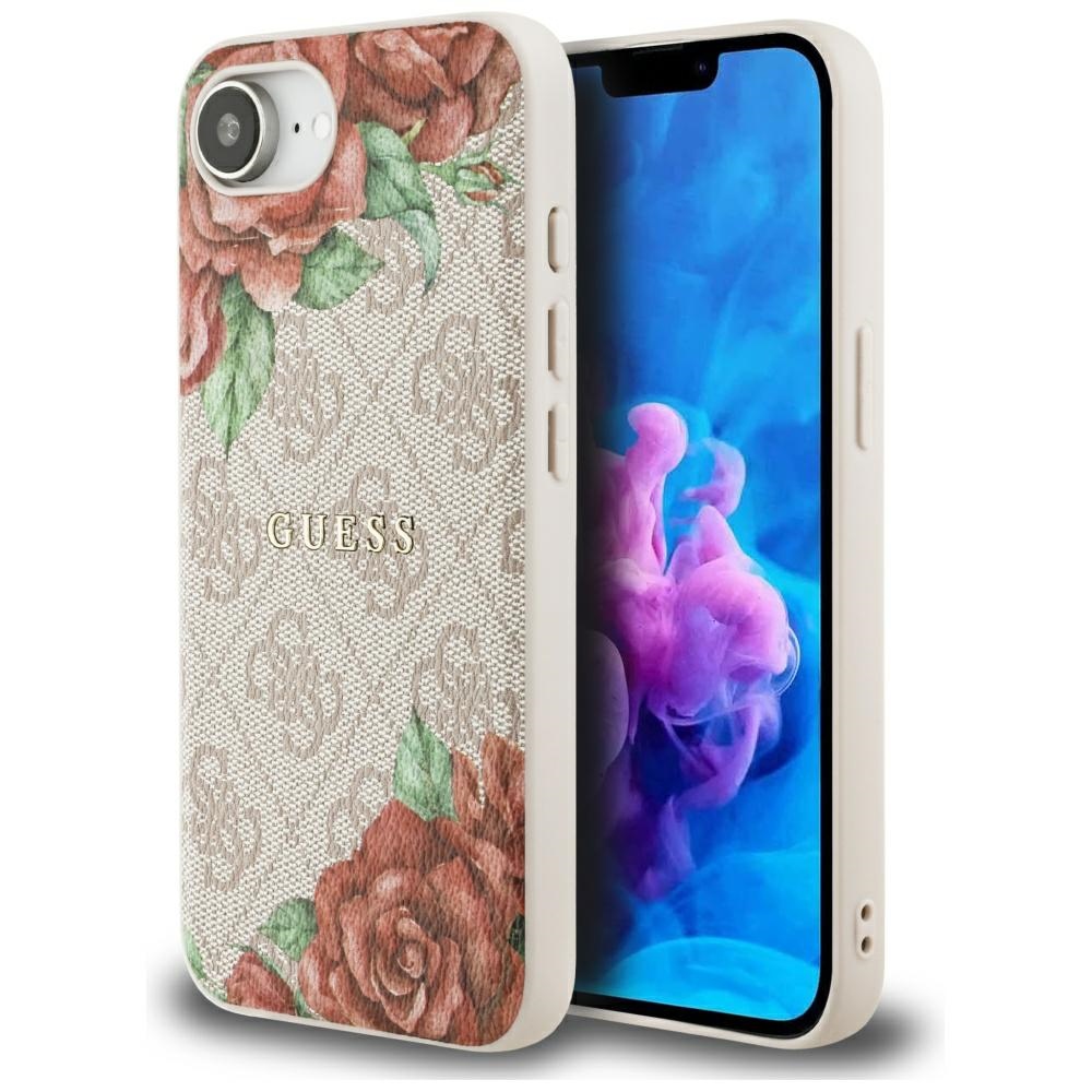 Guess 4g Magsafe Hülle Mit Blumenmuster Für Iphone 16e / 17e, Pink