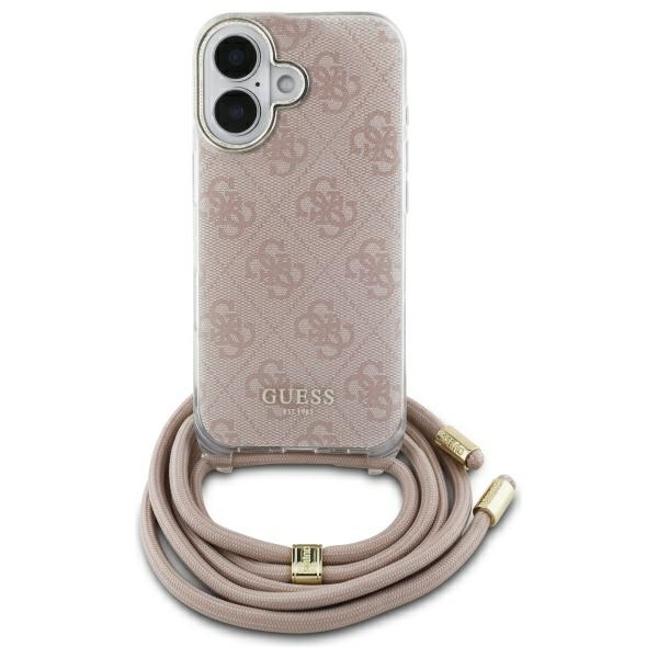 Guess Guhcp16shc4sep Iphone 16 6,1" Pinke Hartschalen-umhängetasche Mit 4g-print