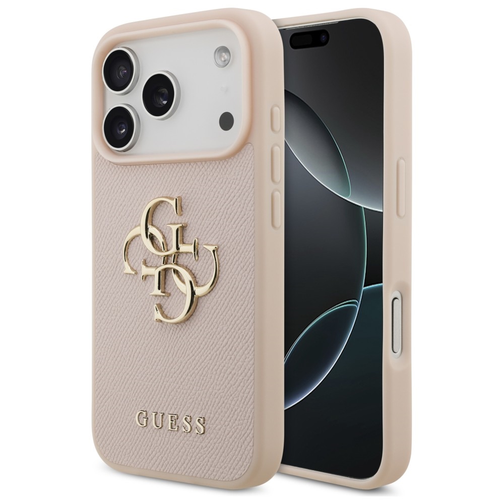 Guess Grained Big 4g & Classic Logo Hülle Für Iphone 17 Pro Pink