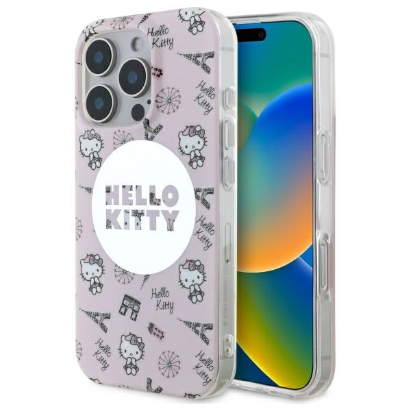Hello Kitty Hkhmp16lhaopp Iphone 16 Pro 6,3" Pinke Hartschalen-hülle Iml All Over Paris Magsafe