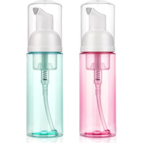 Set Mit 2 Leeren, Nachfüllbaren Schaumseifenspendern Aus Kunststoff Für Handseife, Gesichtsreinigung, Wimpernshampoo Und Hautpflegeprodukte (grün + Rosa)