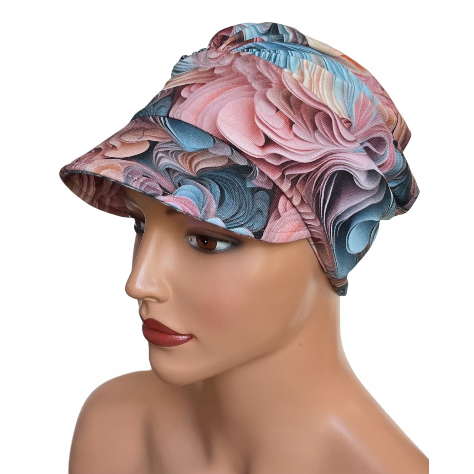 Modischer Jasmina-turban Mit Schirm, 413 Damen-baumwollmütze Mit Knittereffekt