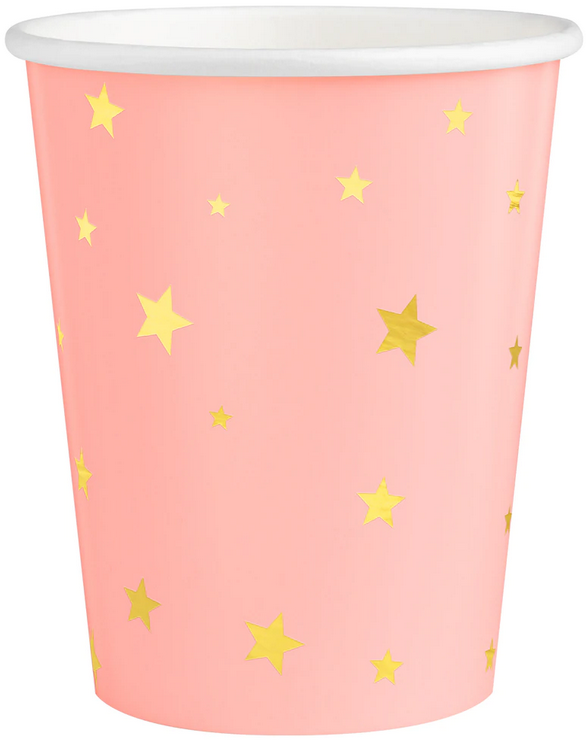 Pink Gold Stars Pappbecher 220ml X6