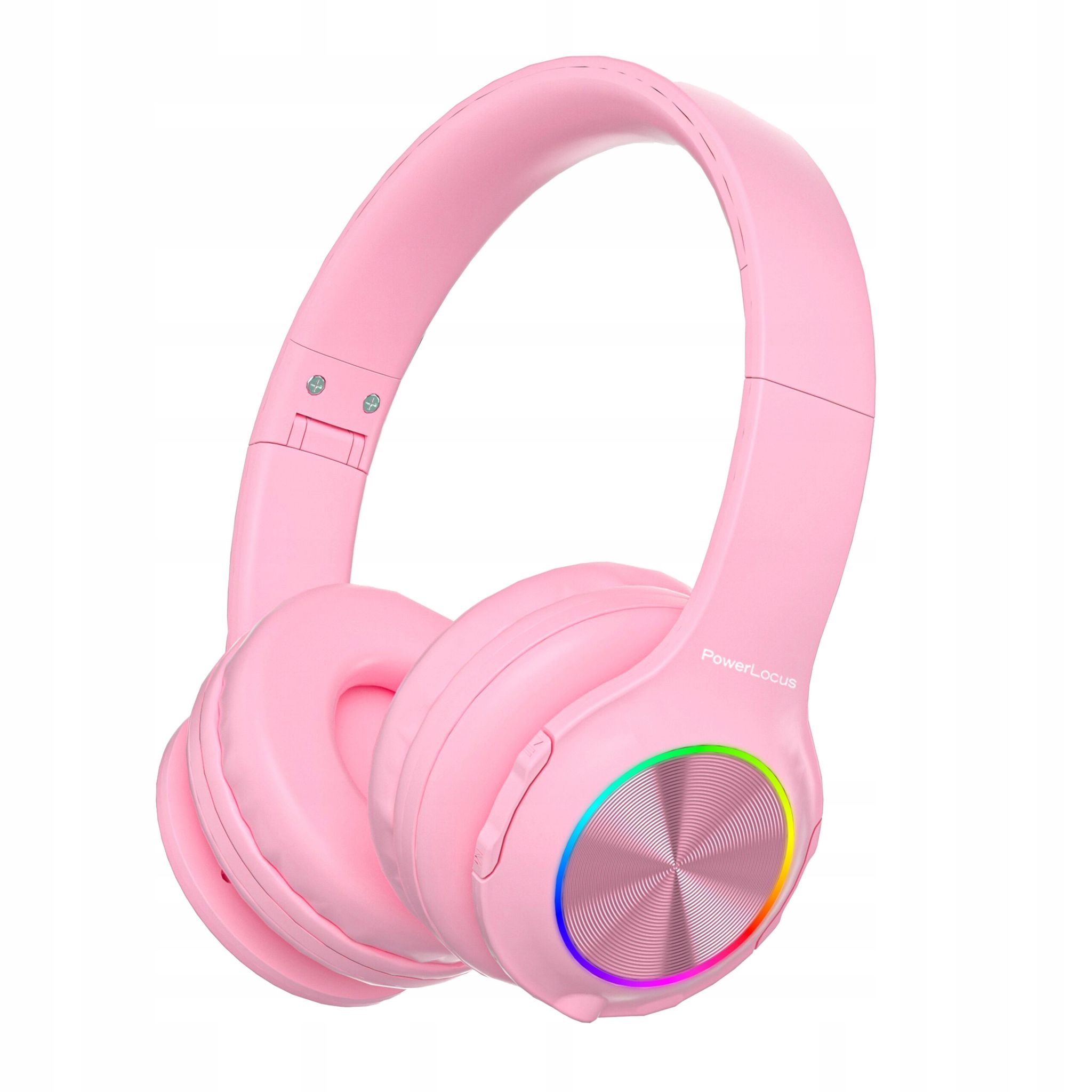 Powerlocus Kabellose Bluetooth-kopfhörer Mit Rosa Karomuster Für Kinder Mit Led-beleuchtung