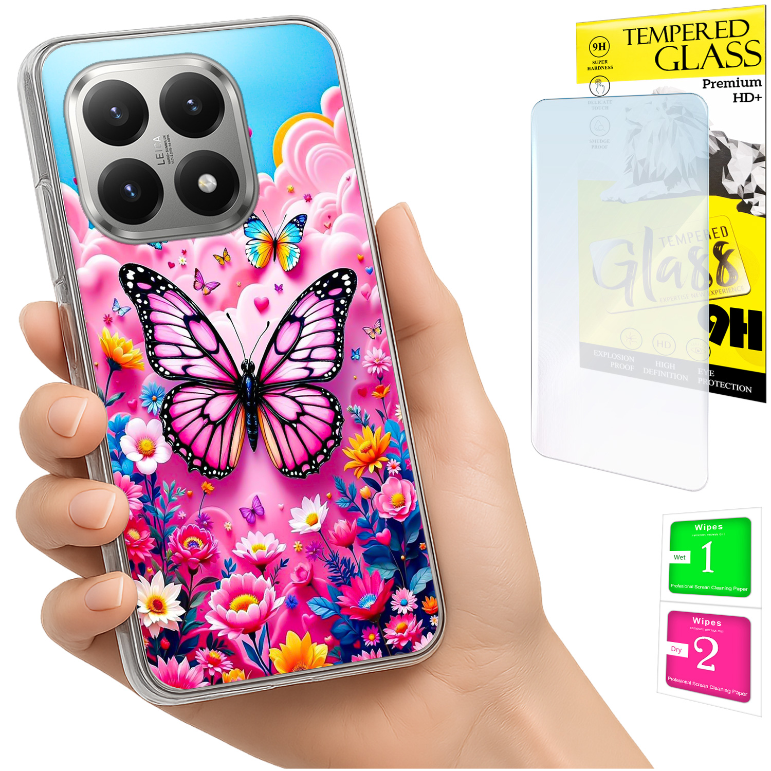 Schutzhülle Für Xiaomi 15t Mit Foto-rückseite, Schmetterlingsmotiv + 9h-glas