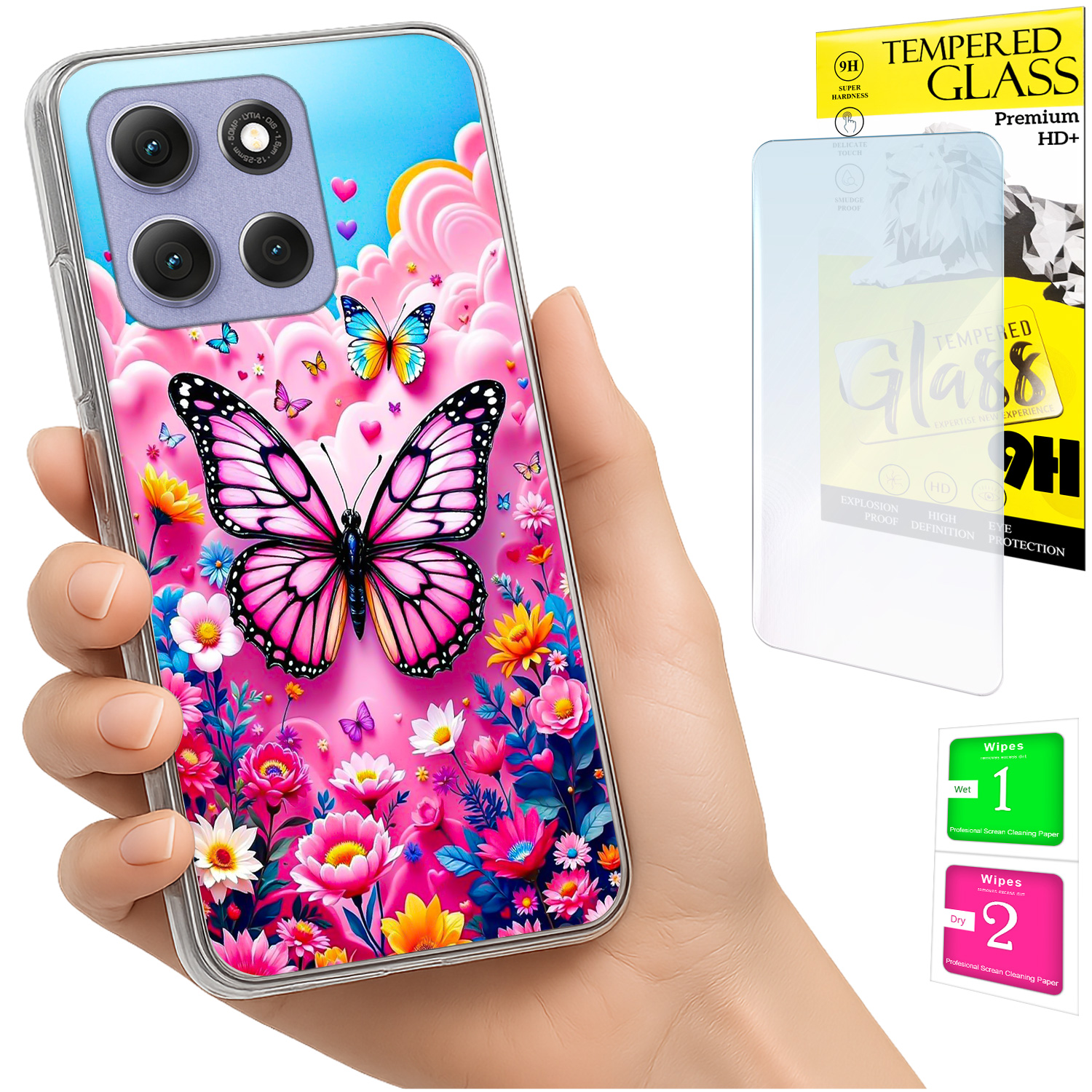 Schutzhülle Für Motorola Moto G86 Power Photo Case Mit Schmetterlingsrückseite Und 9h-glas