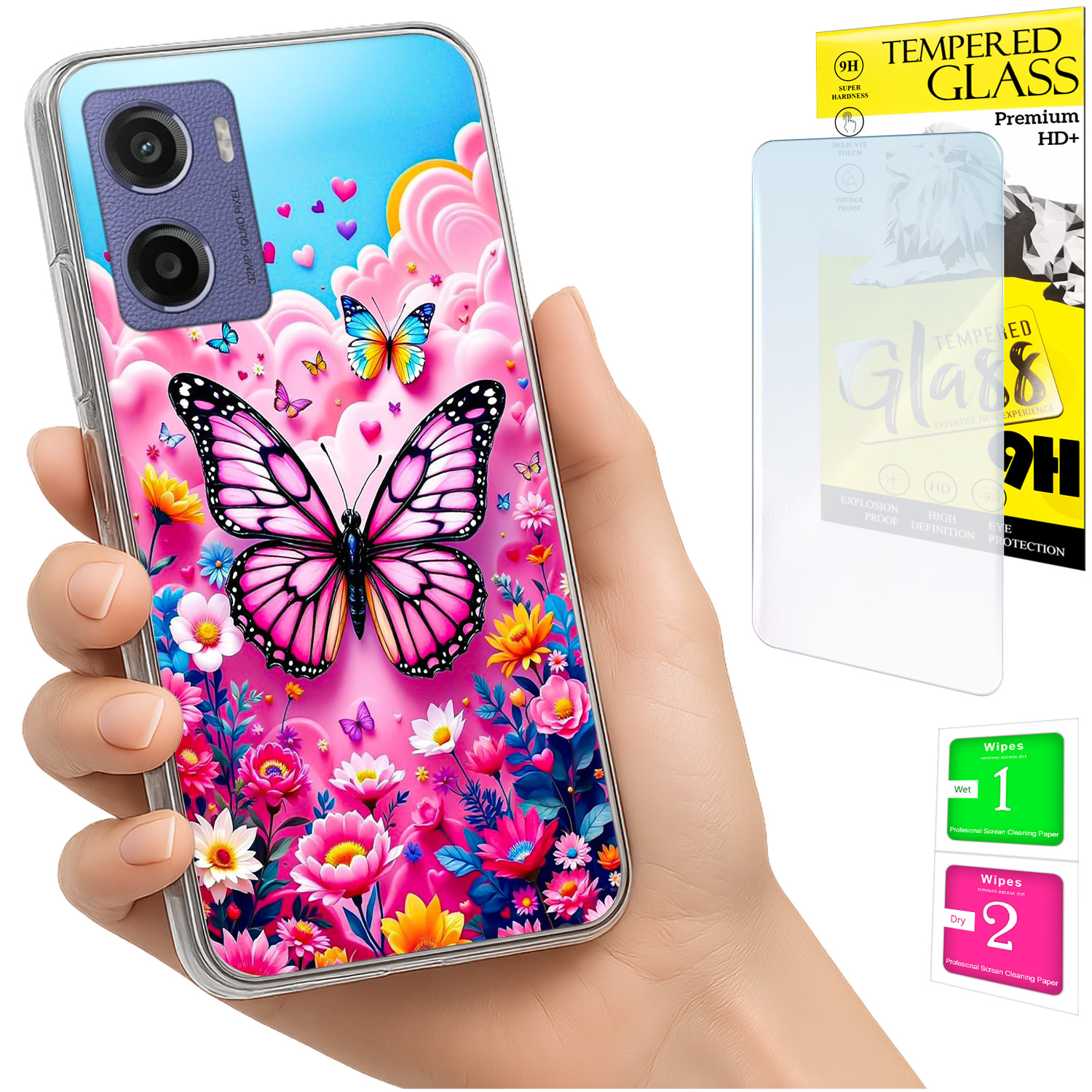 Schutzhülle Für Motorola Moto E15 / Moto G05 – Rückseite Aus Butterfly-glas