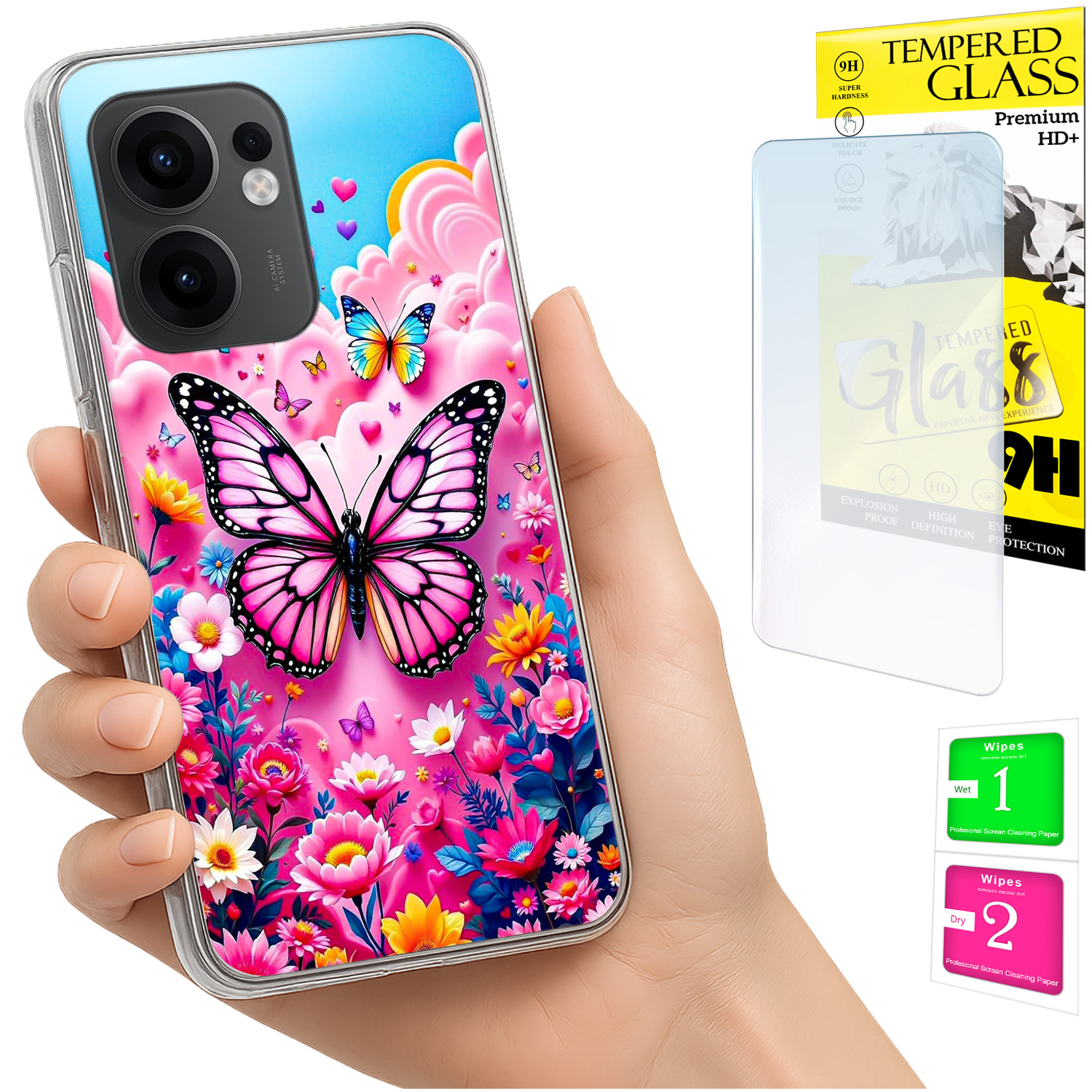 Schutzhülle Für Oppo Reno 13f 5g / 13 Fs 5g: Foto-schutzhülle Mit Schmetterlingsverschluss Und Glas