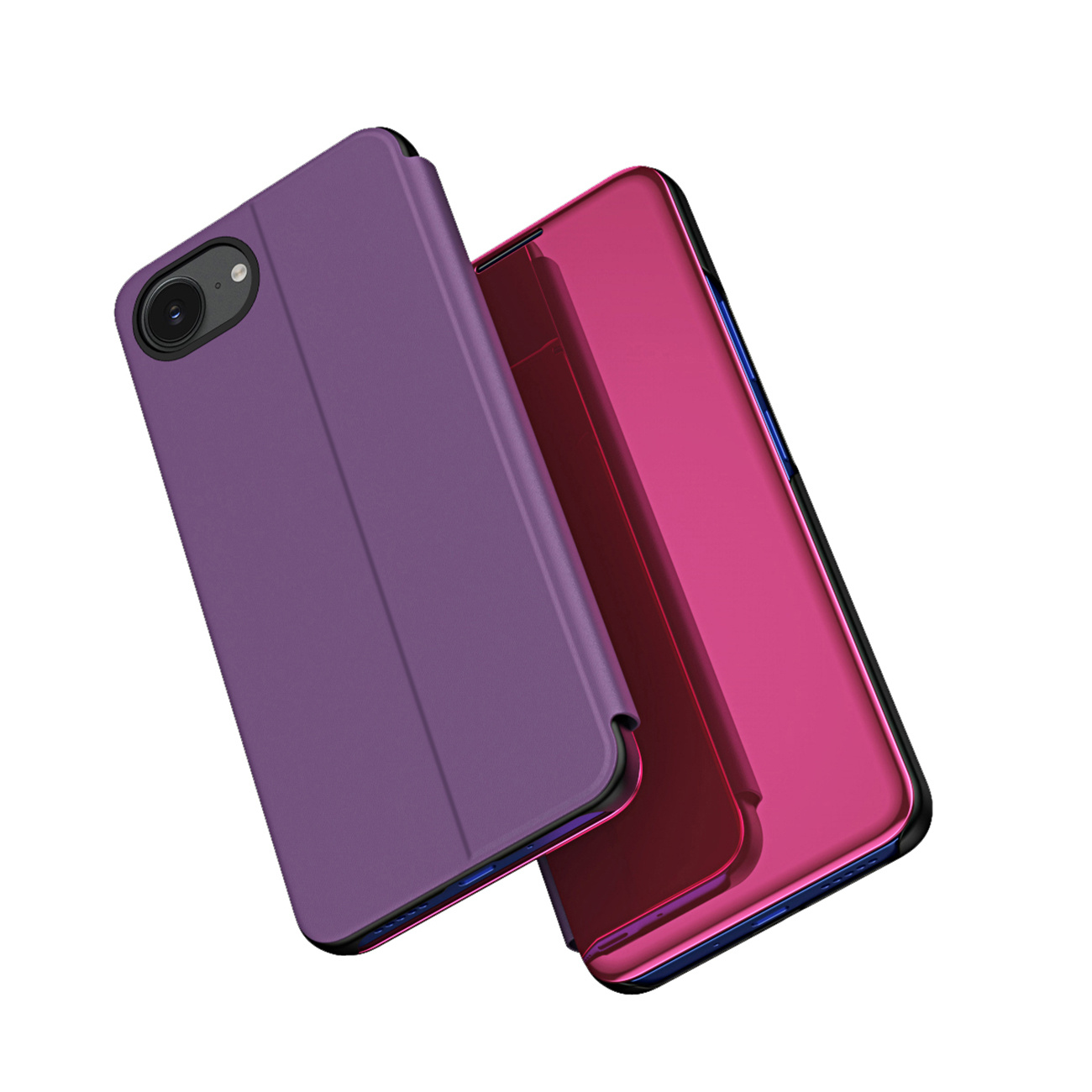 Iphone 16e Clear View Hülle Mit Klappdeckel – Pink