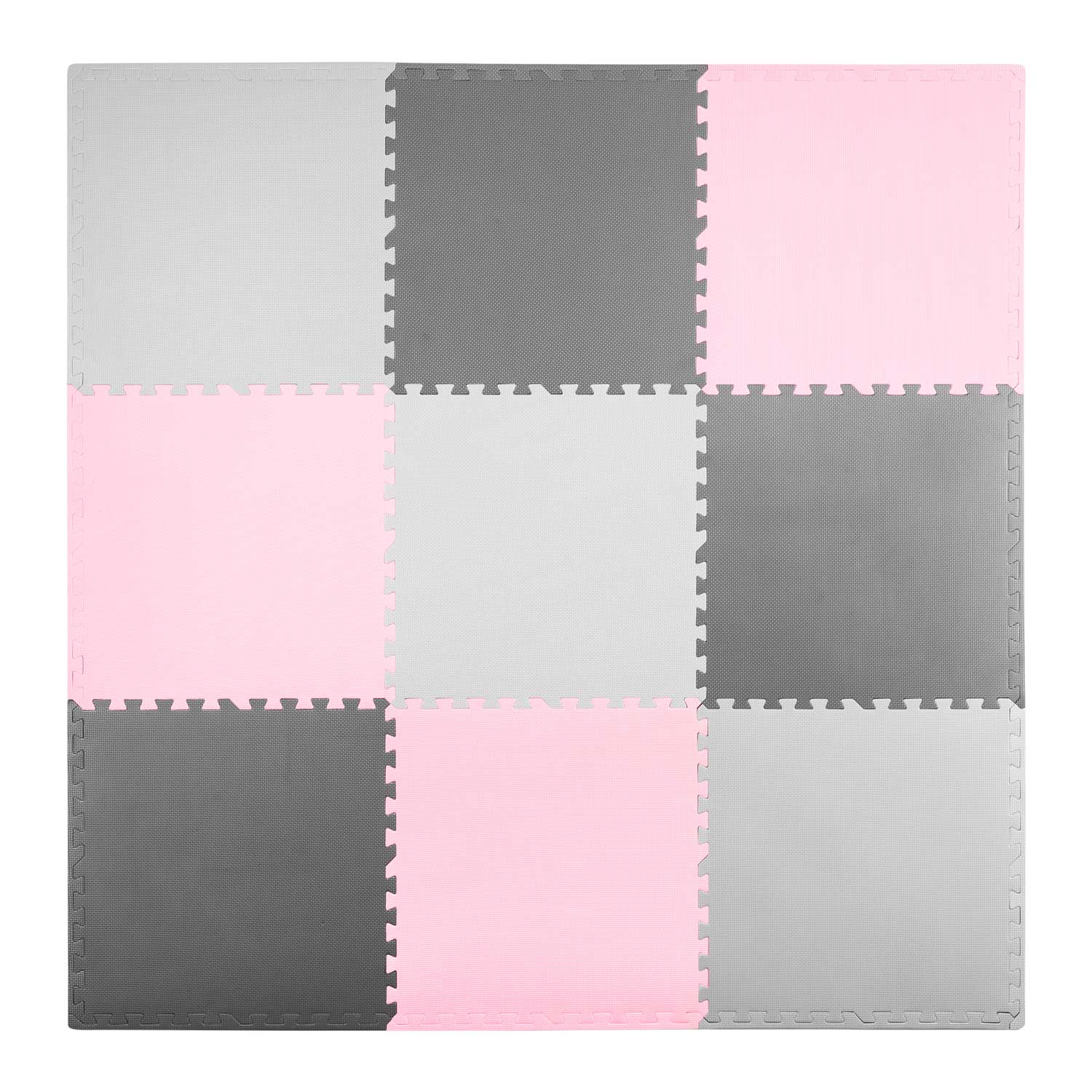 Schaumstoff-puzzlematte 180x180cm 9-teilig Grau Rosa