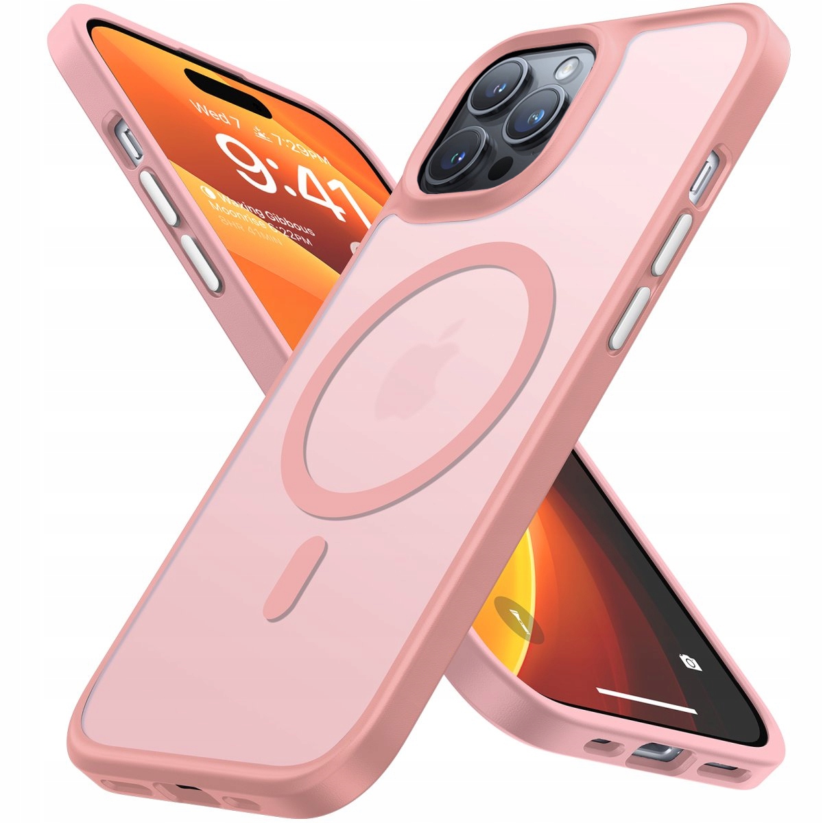 Matte Magnethülle Für Magsafe Für Apple Iphone 15 Pro + Glas (matsejf03pink)