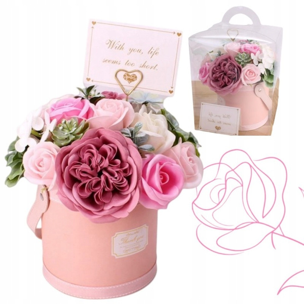 Ecarla Flower Box, Ein Strauß Duftender Seifenblumen In Verschiedenen Rosatönen, Buk10r
