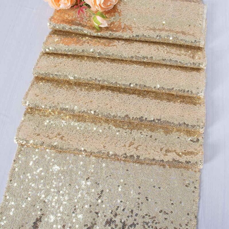 (hellgold, 1) Roségoldener Pailletten-tischläufer Für Hochzeiten / Event-dekoration 30,5 X 182 Cm