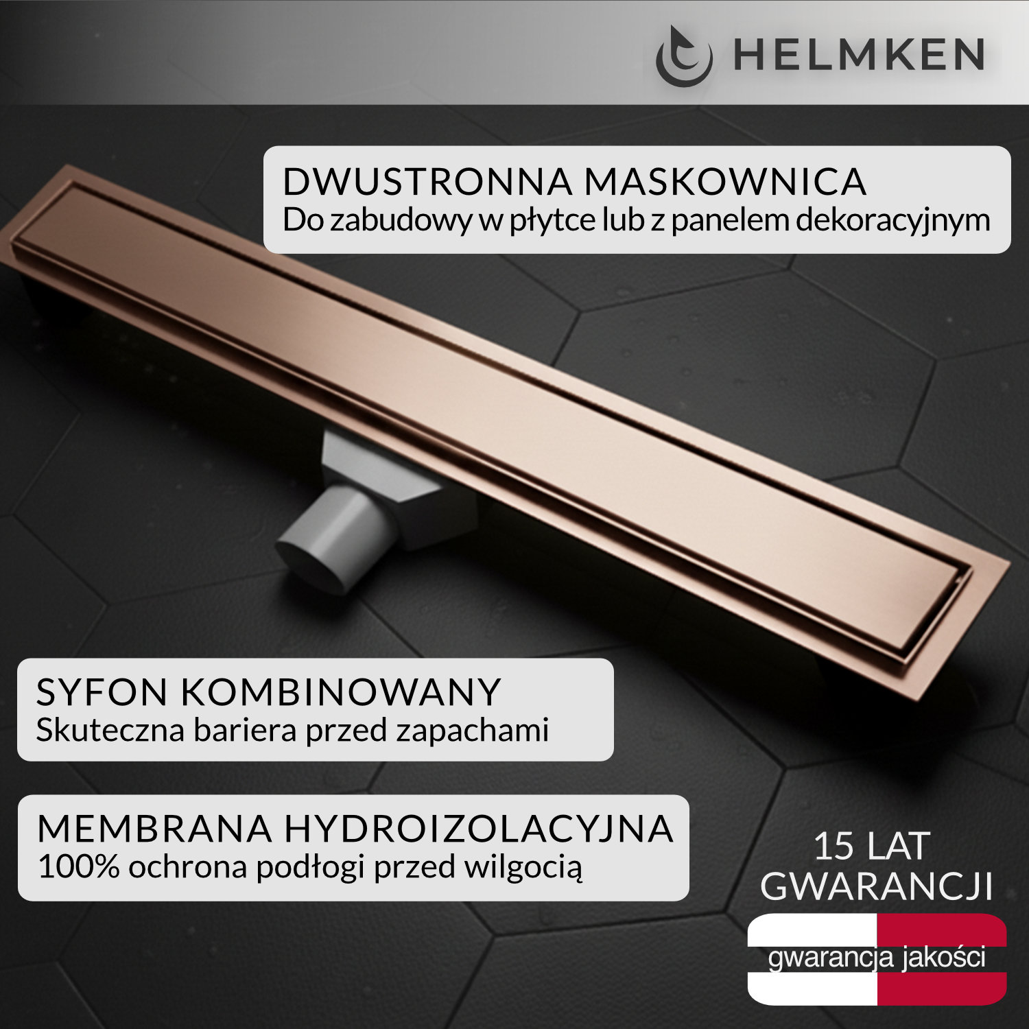 Helmken 37201704 Linearablauf, 700 X 70 Mm, Roségold