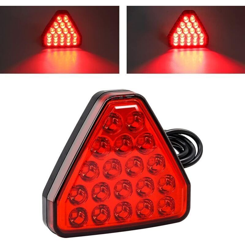 Rotes Dreieckiges Led-rückfahrlicht, Blinkend, 9,5 X 8,5 Cm [schutzart Ip68]