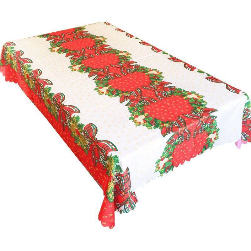 Rechteckige Weihnachtstischdecke, Stofftischdecke, Rote Tischdecke Mit Bogenmuster, Waschbare Weihnachtsdekoration, Küchentischdecke, Tischschutz, Tischdecke 150 X 180 Cm, Weihnachtstischdekoration