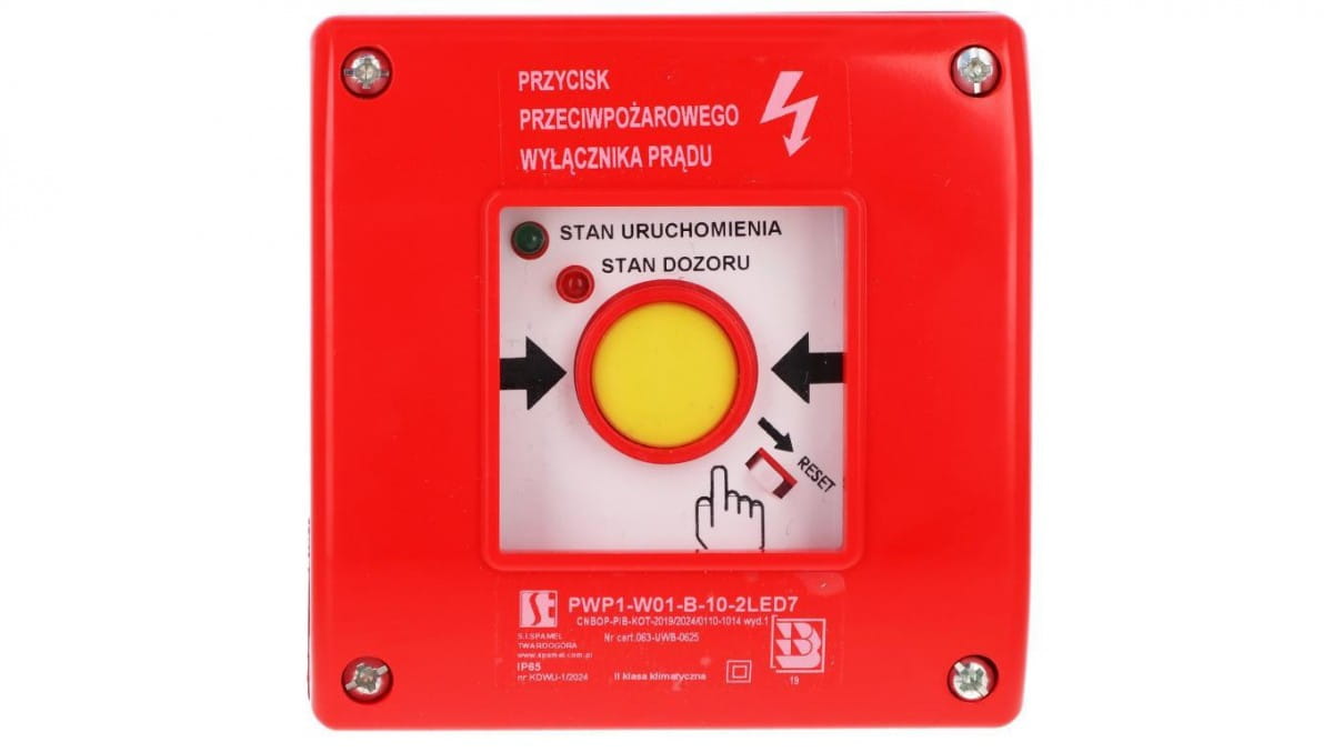 Manueller Brandschutzschalter Pwp1 (1no) Mit Cnbop-zertifikat – 2 Leds Grün/rot, 230 V