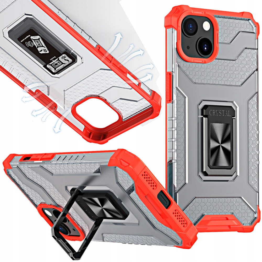 Crystal Ring Case – Gepanzerte Hybrid-schutzhülle Mit Magnethalterung Für Iphone 12 Mini, Rot