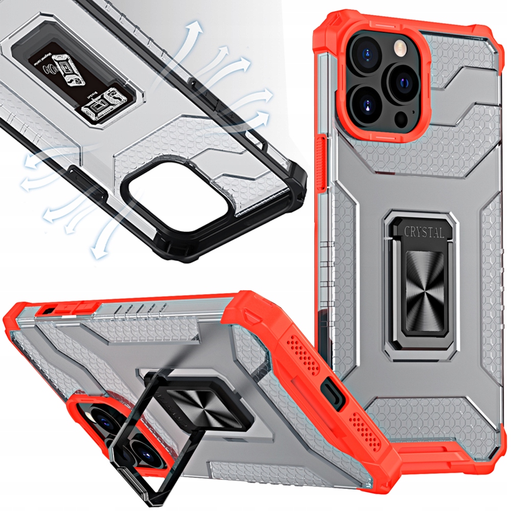 Crystal Ring Case – Gepanzerte Hybrid-schutzhülle Mit Magnethalterung Für Iphone 13 Pro, Rot