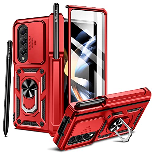 Schutzhülle Für Samsung Galaxy Z Fold 4, Roter Rahmen Mit Ring