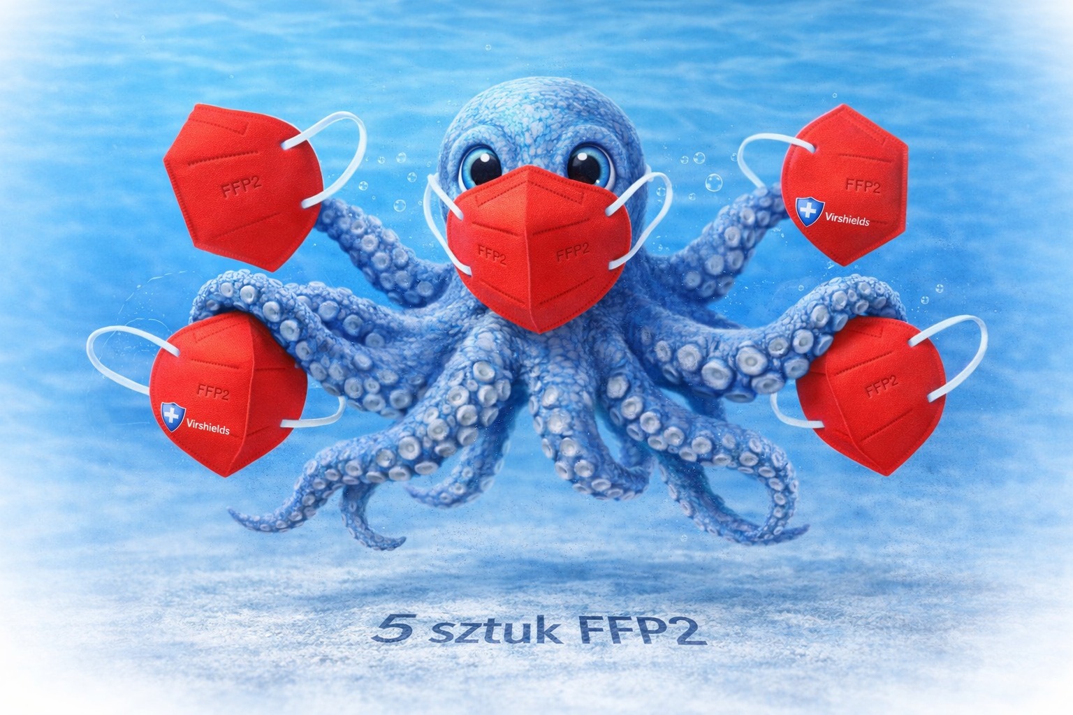 Ffp2-schutzmaske Mit Antiviralem Schutz, 5-lagig, Rot, Virshields – 5 Stück