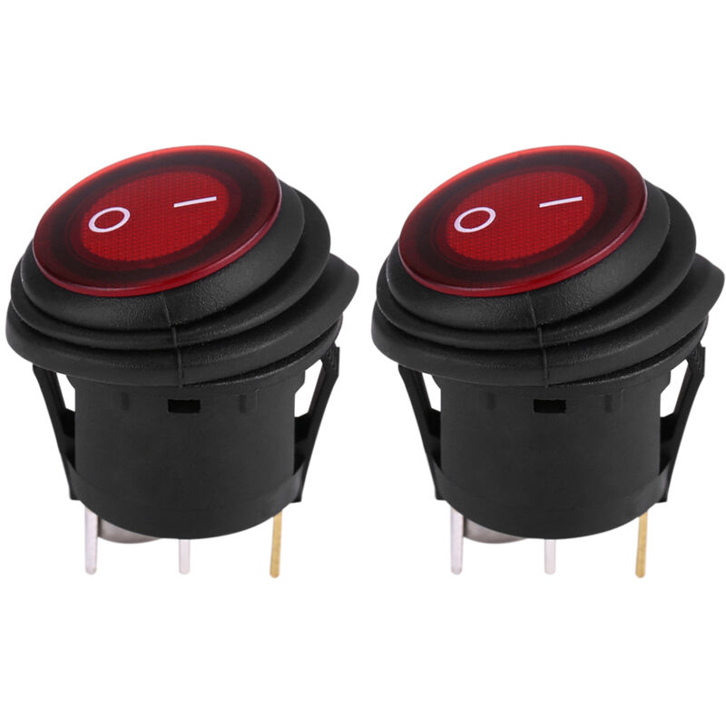 2 Stück Rote Led-leuchte 12v/24v Universal 20a 3-poliger Runder Ein-/ausschalter Für Auto, Boot