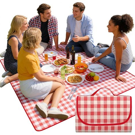 Große, Wasserdichte Picknickdecke, 200 X 200 Cm, Sandabweisend, Faltbar Mit Tragegriff, Geeignet Zum Wandern, Reisen, Campen, Für Outdoor-aktivitäten Und Parkbesuche.