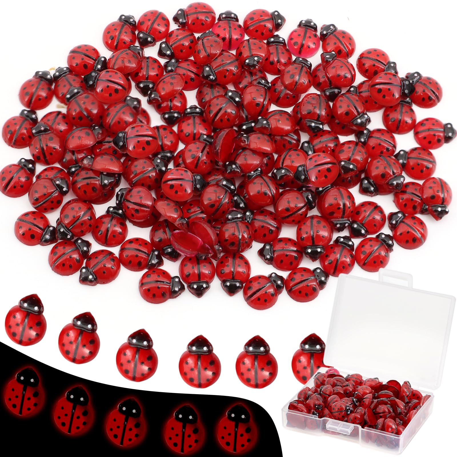 120 Mini-marienkäferfiguren Aus Phosphoreszierendem Kunstharz – Feentiere Für Puppengärten, Terrarien Und Mikrolandschaften
