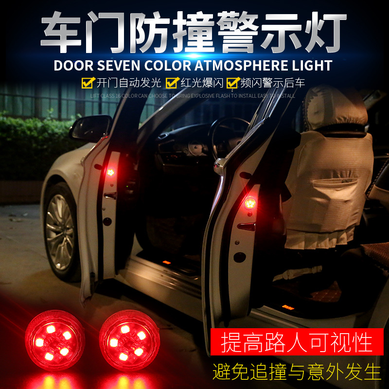 Dekorative Warnleuchte Für Geöffnete Autotüren, Kabellose, Blinkende Led-antikollisionsleuchte, 5 Rote Leds, Preis Pro Paar