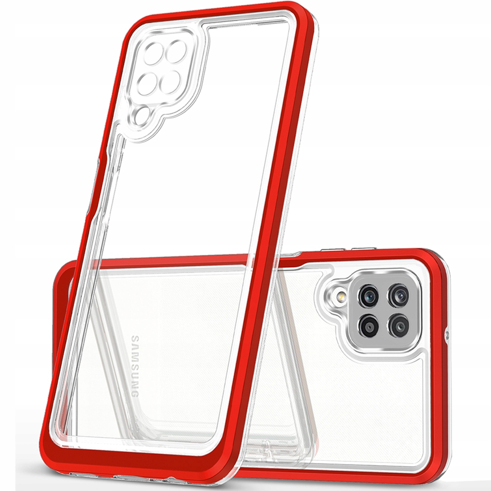 Transparente 3-in-1-hülle Für Samsung Galaxy A22 4g, Gel-schutzhülle Mit Rahmen, Rot