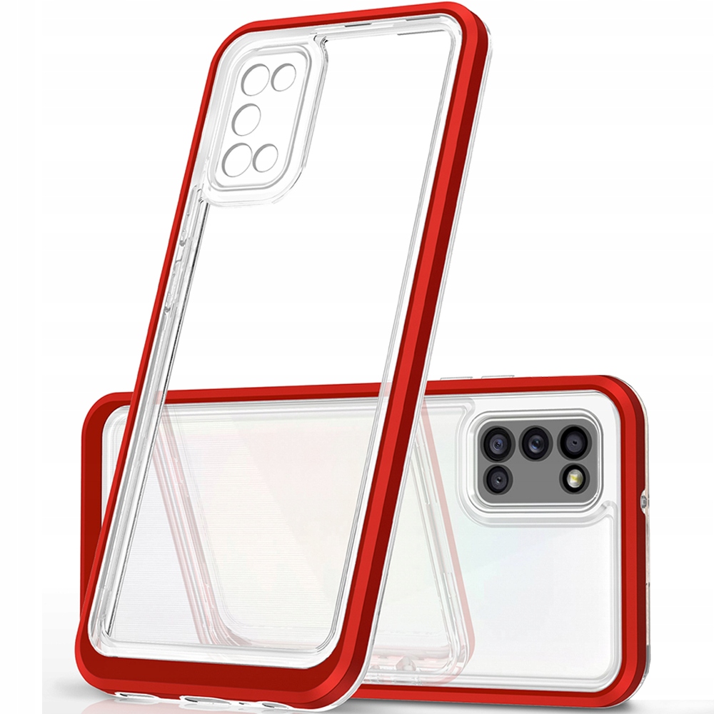 Transparente 3-in-1-hülle Für Samsung Galaxy A03s (166), Gel-schutzhülle Mit Rahmen, Rot